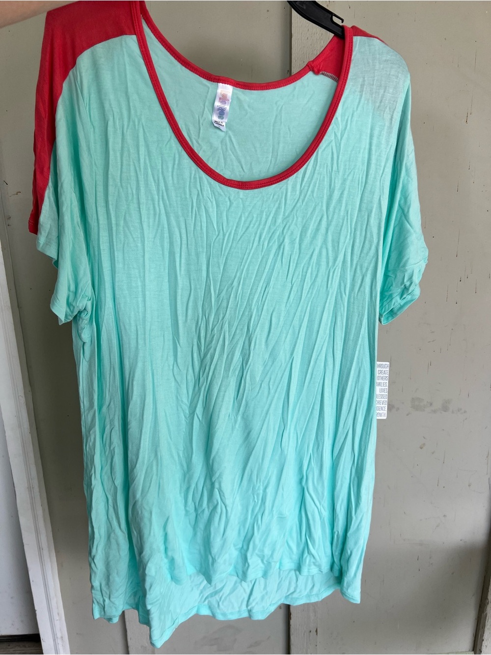 NWT Lularoe classic T shirt dark coral mint green XL